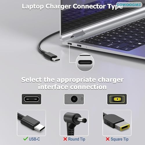 65W USB C Laptop Charger Compatible with Lenovo ThinkPad X1 X13 T14 T15 E14 E15 T480s T490 E480 Yoga 7i 9i Thinkbook 13s 14 15 16 Plus G4 65W 45W Computer Charger USB Type C AC Power Adapter