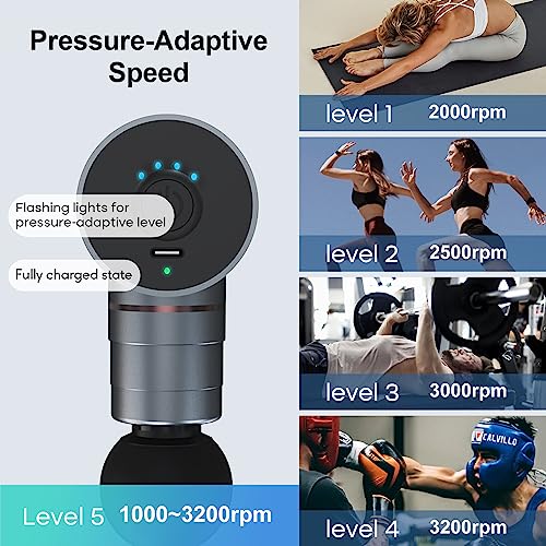 arboleaf Massage Gun Deep Tissue, Full-Metal Powerful Mini Percussion Massager with Silent Brushless Motor - Ultra-Quiet Pocket-Sized for Athletes, Back & Sore Muscles Relief at Home, Office, Travel