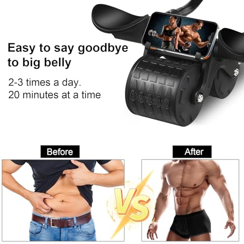 2026 New Ab Roller Wheel with Knee Mat &Timer, Automatic Rebound Abdominal Wheel, Ab Abdominal Exercise Roller with Elbow Support, Abs Workout Equipment Ab Exercise Roller for Women Men