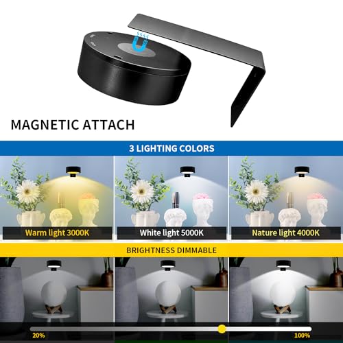 3PACK Picture Light Battery Operated with Remote, Painting Light for Wall Art with 3 Lighting Colors Dimmable, LED Art Display Accent Light on Wall for Poster Dartboard Frame Portrait Black