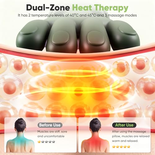 Shoulder and Neck Massager, Bionic Heated Massager, Neck Massager with Fingers, 4D Kneading Massage, Simulates a Real Palm Massage for Comfort, Relax Muscle Tension (Green)