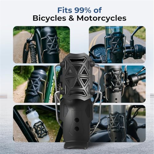Adaptive Cycling & Motorcycle Cup Holder – Universal Bike/ATV/Boat Drink Mount, 360° Rotation Fit (Black)