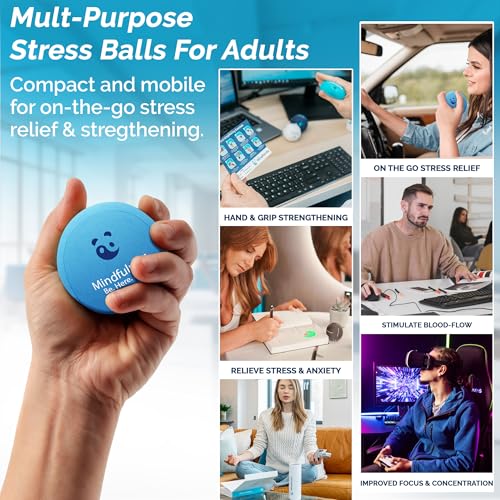 Mind & Body Stress Balls for Adults - Multi-Density Squeeze Balls for Hand Therapy & Grip Strengthening - Stress & Anxiety Relief - Soft to Triple Density Options