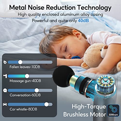 arboleaf Massage Gun Deep Tissue, Full-Metal Powerful Mini Percussion Massager with Silent Brushless Motor - Ultra-Quiet Pocket-Sized for Athletes, Back & Sore Muscles Relief at Home, Office, Travel