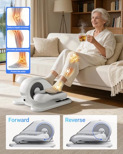Under Desk Elliptical Machine, Electric Leg Exerciser for Seniors, Quiet & Portable Electric Seated Eclipse Exercise Training Machine with Remote, 12 Speeds & Mute Function, Manual & Auto Mode