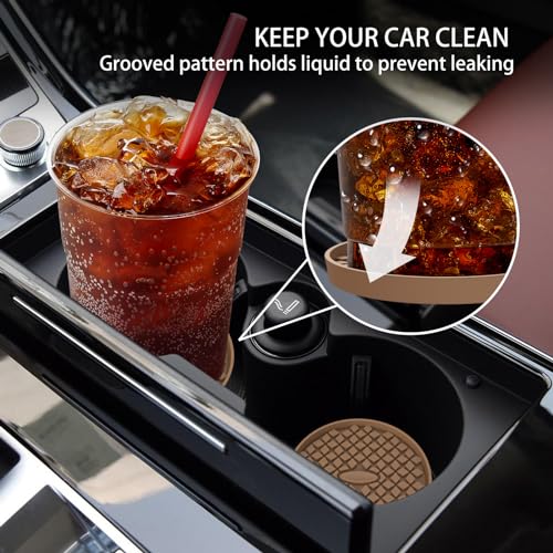 ME.FAN Car Cup Coasters [4 Pack] Silicone Car Coasters/Cup Mats, Non-Slip Recessed Car Interior Accessories Coffee