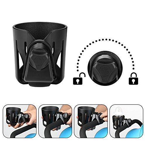 Accmor Universal Cup Holder, Stroller Cup Holder, 360° Rotatable Large Caliber Designed Bottle Holder for Stroller, Bike, Wheelchair, Walker, Scooter, Black