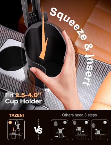 TAZENI 2-in-1 Cup Holder Cell Phone Holder for Your Car Bottle Friendly Cup Cell Phone Holder Mount for Car Height Adjustable Sturdy Fit 4.7-7 inches Phones