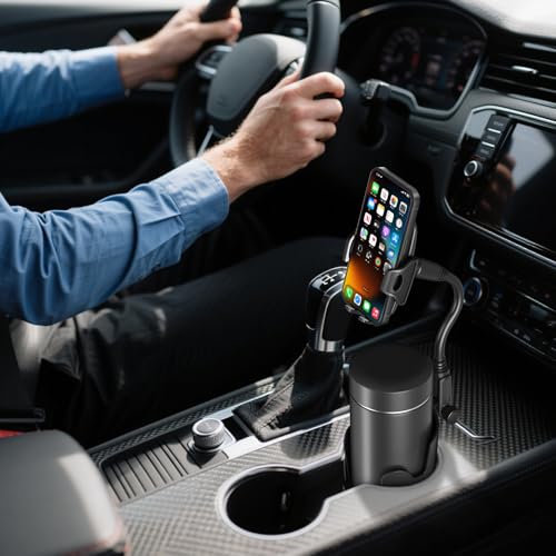 Cup Phone Holder for Car with 360° Adjustable Long Gooseneck, Cell Phone Holder Mount for Car | Truck | Golf Cart Compatible with iPhone & Samsung & All Smartphones