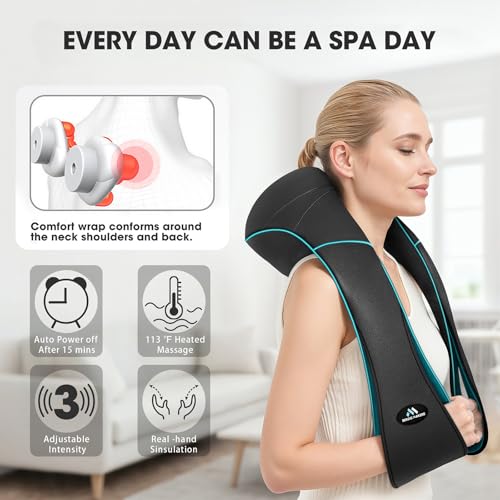 MagicMakers Shiatsu Neck Massager with Heat for Pain Relief Deep Tissue – Valentine's Day Gifts for Him, Her | Ideal for Men, Women, Mom & Dad – Amazing Back & Shoulder Relief from Daughter or Son