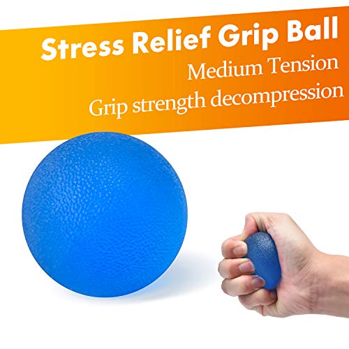 Grip Strength Trainer 7 Pack Adjustable, Finger Stretcher Resistance Extensor Bands, Finger Exerciser, Hand Gripper Strength Ring & Stress Ball