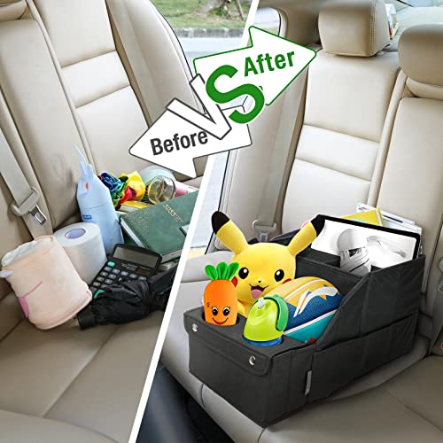 MULISOFT Car Seat Organizer- Backseat Car Organizer with 11 Storages Compartments and 2 Cup Holders, Organizers and Storage, Front Seat for Travel Kids,Black