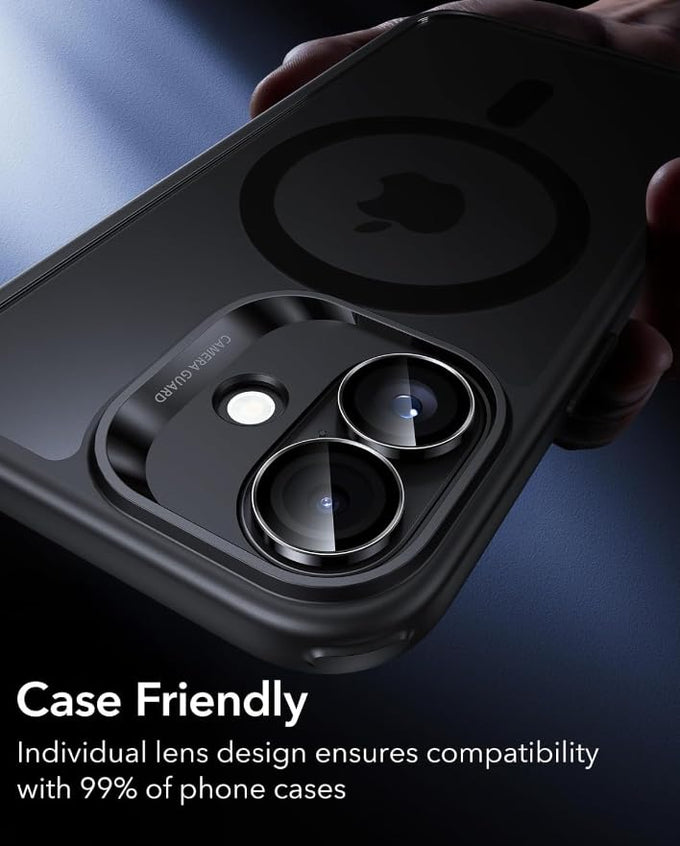 PandaShield 2-Pack Camera Lens Protector for iPhone 17/16/16 Plus, [Anti-Reflection & 98% High Transparency], 9H Explosion-Proof Glass, Anti-Scratch, Easy Installation, Case Friendly, Black