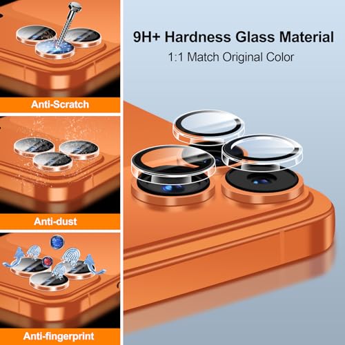 QHOHQ 3 Set Camera Lens Protector for iPhone 17 Pro Max/17 Pro/16 Pro Max/16 Pro/15 Pro Max/15 Pro, Individual Anti Shatter Lens Protector,[15FT Military Grade Protection],1-Second Auto-Install- Clear