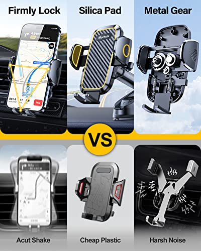 Rorhxia 3-in-1 Phone Mount for Car [2025 Most Stable and Flexible Suction Cup] Vent Dashboard Windshield Cell Phone Holder Car Fit for iPhone, Samsung, All Phone