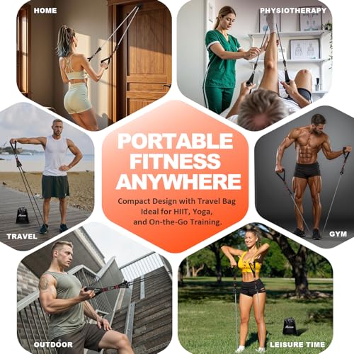 HPYGN Resistance Bands, Exercise Bands with Handles, Fitness Bands, Workout Bands with Door Anchor and Ankle Straps, for Heavy Resistance Training, Physical Therapy, Shape Body, Yoga, Home Workout Set
