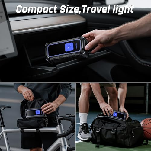 OlarHike Cordless Tire Inflator Portable Air Compressor, 150PSI Dual Power - 5400 mAh & 12V DC, Air Pump for Car Tires, Bike, Motorcycle, Bicycle, Electric Pump with LED Light & Digital Pressure Gauge