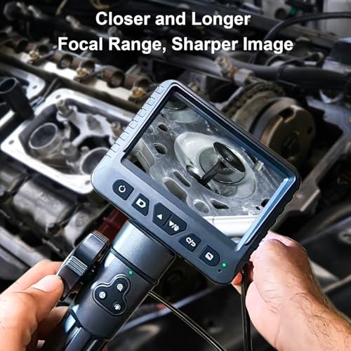 DXZtoz Two-Way Articulating Borescope with Light, Video Industrial Endoscope Inspection Camera with 0.33in Articulated Scope for Engine Automotive Aircraft Mechanics- 5.5FT