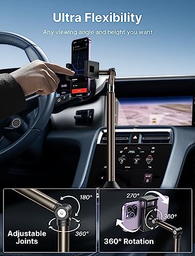 JSAUX Car Cup Holder Cellphone Mount, Metal Long-Arm Ultra Stable Phone Holder for Car Cupholders - Adjustable for iPhone 16 15 Pro Max 13 12 11, Samsung Galaxy S24 S23 Ultra, Google Pixel 9 Pro