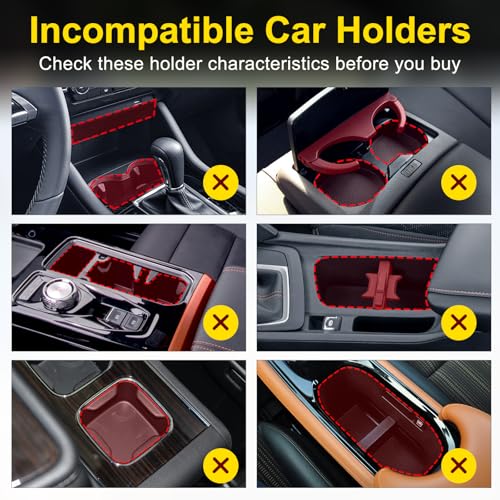 Cup Holder Expander (Adjustable Holder & Base, Auto-Fit Hold, One Button Open), Car Cup Holder Expander for Yeti, Hydro Flask, Nalgene, Owala, Bottles in 2.6"- 4.8" (1 Pack)