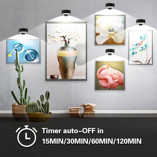 3PACK Picture Light Battery Operated with Remote, Painting Light for Wall Art with 3 Lighting Colors Dimmable, LED Art Display Accent Light on Wall for Poster Dartboard Frame Portrait Black