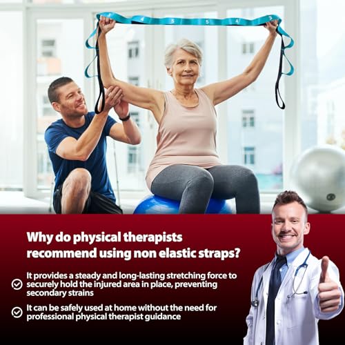 Acozycoo Stretching Strap with 10 Loops-Yoga Strap for Physical Therapy,Home Workout,Pilate & Flexibility Training,Non Elastic Exercise Stretch Band for Hamstring,Leg Stretcher Belt,Flexibility Fascia
