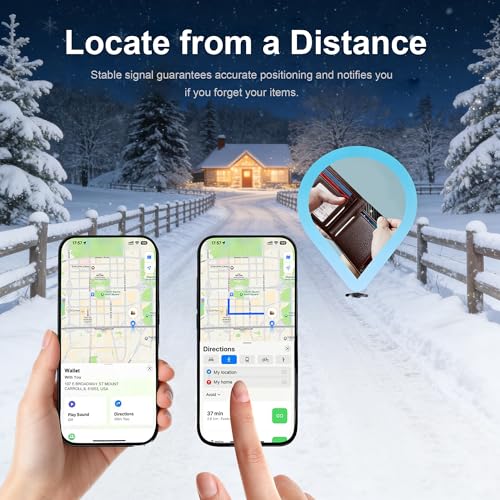 Wallet Tracker Card, Slim Rechargeable Bluetooth Item Locator, Smart Finder Compatible with Apple Find My for Wallet, Luggage, Passport, IP68 Waterproof (iOS Only) (Carbon Fiber Black)