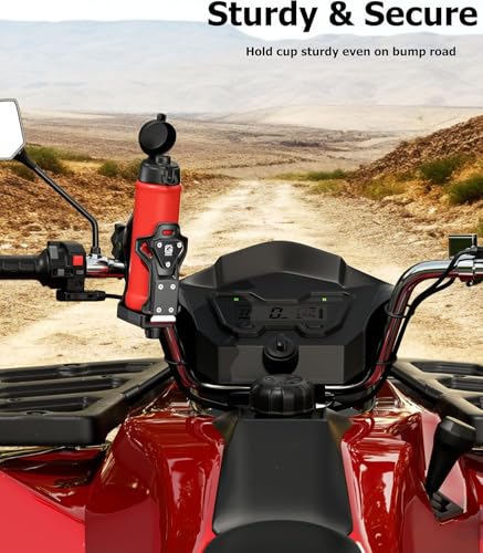 Kewig Anti-Theft Motorcycle Cup Holder, Extra Large Adjustable Size Bike Water Bottle Holder for 1.95-3.6" Diameter Bottles, Drink Holder for Stroller, Moto, Bicycle, Scooter, Wheelchair