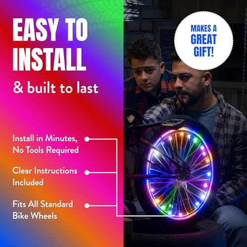 Activ Life 2-Tire Pack LED Bike Wheel Lights with Batteries Included, Get 100% Brighter and Visible from All Angles for Ultimate Safety and Style