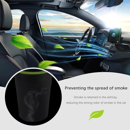 Smokeless Ashtray,Portable Car Ashtrays for Cup Holder Smell Proof,Multifunctional Ashtray with Lid Smell Proof for Ccar Truck SUV Keep Car Interior Accessories Tidy (Black)