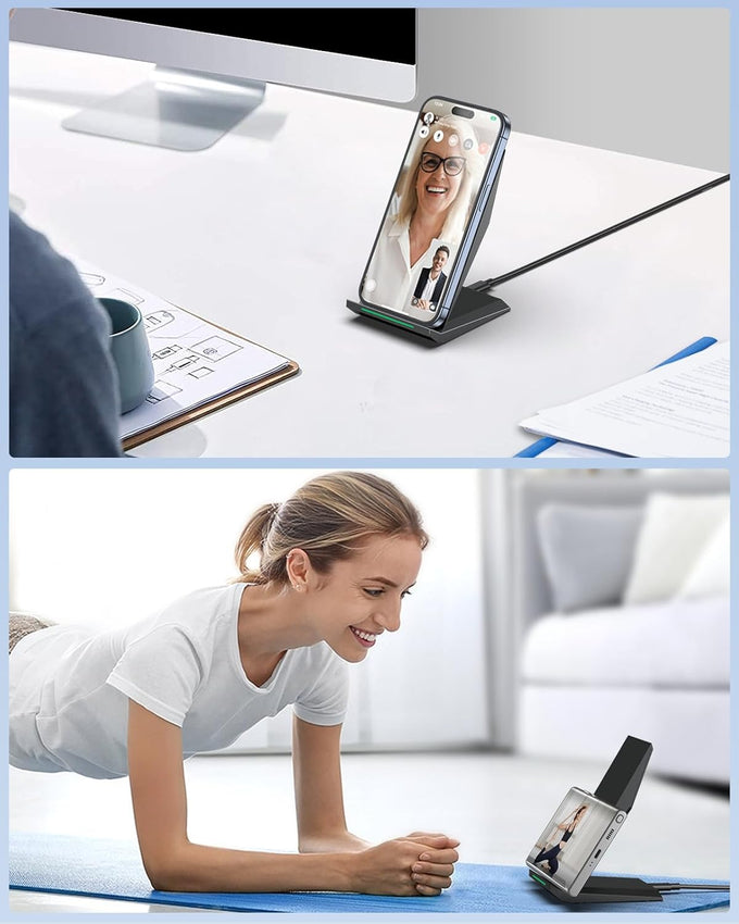 NANAMI 15W Fast Wireless Charger Stand – Qi Certified Charging Dock for iPhone & Samsung Galaxy
