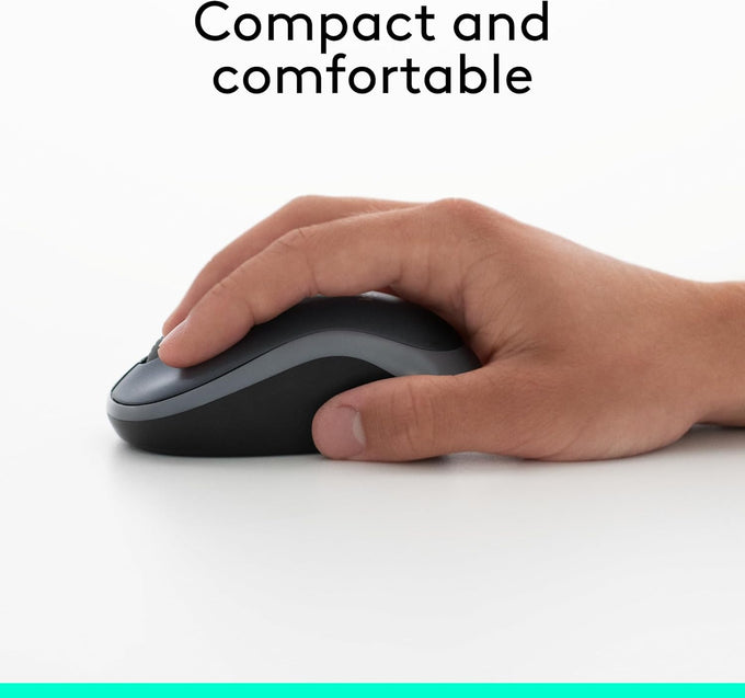 Logitech M185 Wireless Mouse, 2.4GHz with USB Mini Receiver, 12-Month Battery Life, 1000 DPI Optical Tracking, Ambidextrous, Compatible with PC, Mac, Laptop - Black