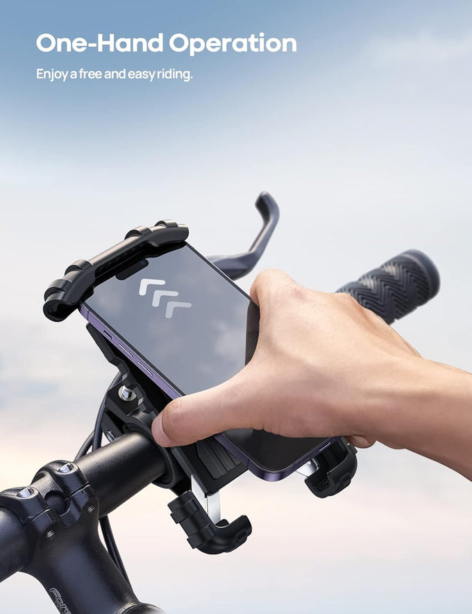 Lamicall Bike Phone Holder, Motorcycle Mount - Motorcycle Phone Holder, Handlebar Cell Phone Clamp, Scooter Phone Clip for iPhone Air 17 Pro Max, 16 15 Pro Max Plus, S20, More 4.7 to 6.8" Smartphones