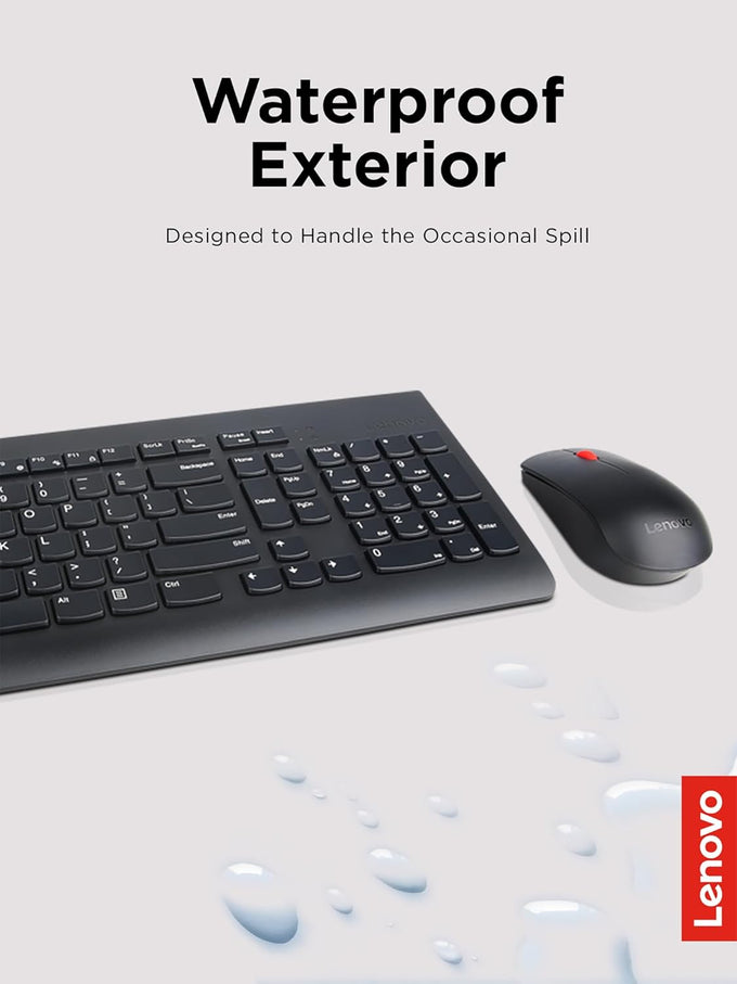 Lenovo 510 Wireless Keyboard & Mouse Combo, 2.4 GHz Nano USB Receiver, Full Size, Island Key Design, Left or Right Hand, 1200 DPI Optical Mouse, GX30N81775, Black