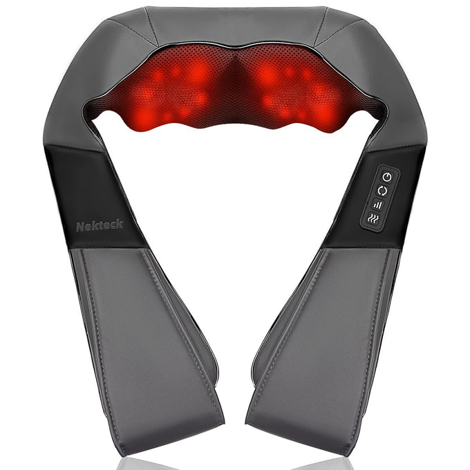 Nekteck Shiatsu Neck & Back Massager with Heat – Electric Kneading Shoulder Massager for Relaxation, Comfort, and Stress Relief (Not Cordless)
