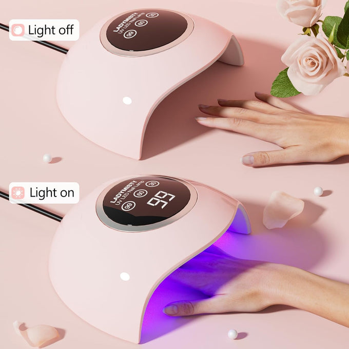 72W UV LED Nail Lamp, 2026 New Upgrade UV Light for Gel Nails with 18 Beads, 3 Timer Nail Dryer, LCD Display, Auto Sensor, Professional Nail Lamps for Gel Polish – Best Gifts, Pink Lamp