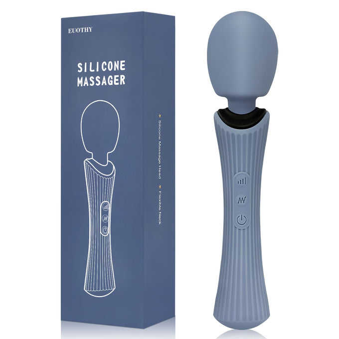 Cordless Handheld Personal Massager - Soft Silicone & Waterproof & USB Rechargeable & Quiet Motor, with 12 Vibration Patterns, 3 Powerful Speeds, for Muscle Tension Relief - Rose Blue