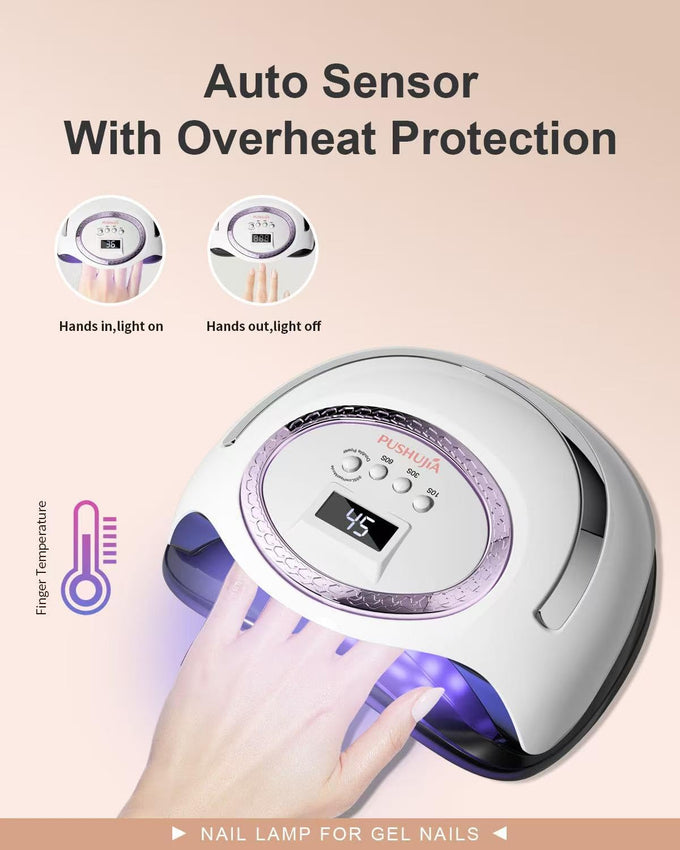 Professional UV LED Nail Lamp, 66 LEDs Nail Dryer with Smart Sensor, Digital Display & 4 Timers, Fast Curing for Gel Polish, Rhinestone Glue, Solid & Liner Gel, for Home & Salon Use