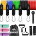 WHATAFIT Resistance Bands Set - 5 Levels, Handles, Straps, Anchor for Home Gym