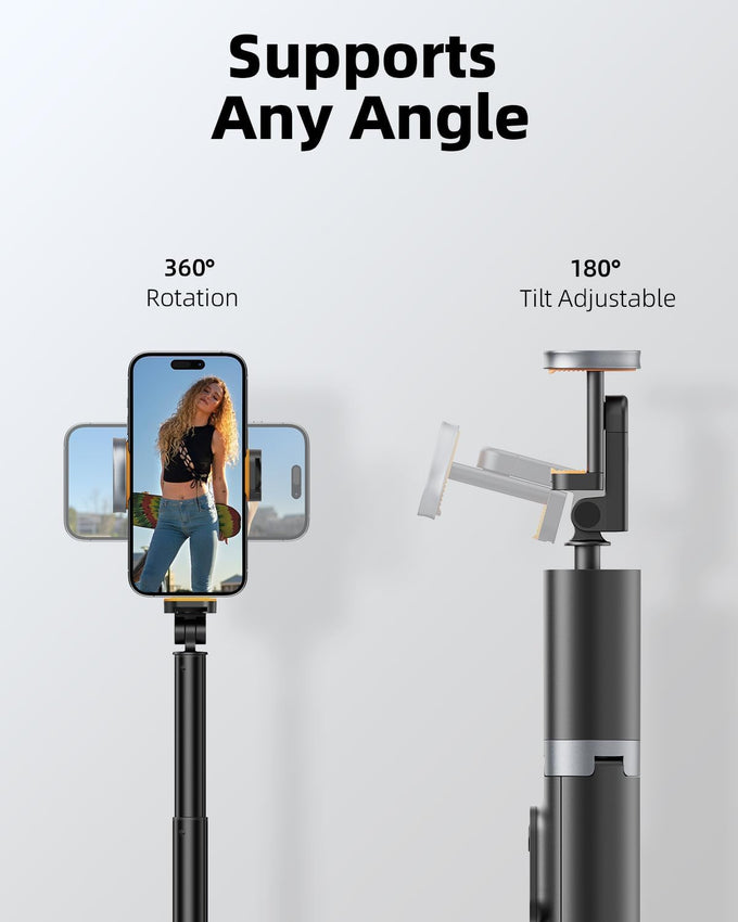 TODI 63” Selfie Stick Tripod for Phone – Extendable Stand with Wireless Remote, Compatible with iPhone & Android