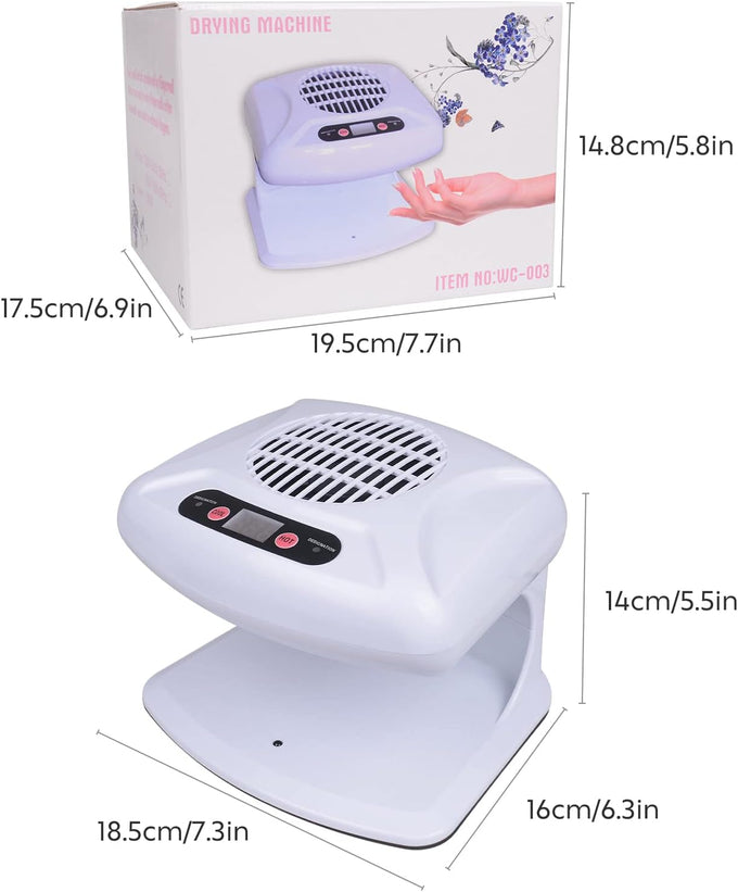 Gegong Air Nail Dryer with Automatic Sensor, 300W Timing Fan Blow for Both Hands and Feet, Warm & Cool Wind Blower Regular Polish, Home Salon Use No Harmful (Light Blue)