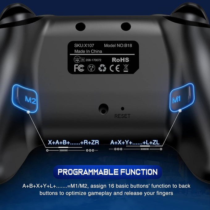 wireless switch controller for nintendo switch / switch 2 / lite / oled with back touch buttons, wake-up, programmable & turbo function