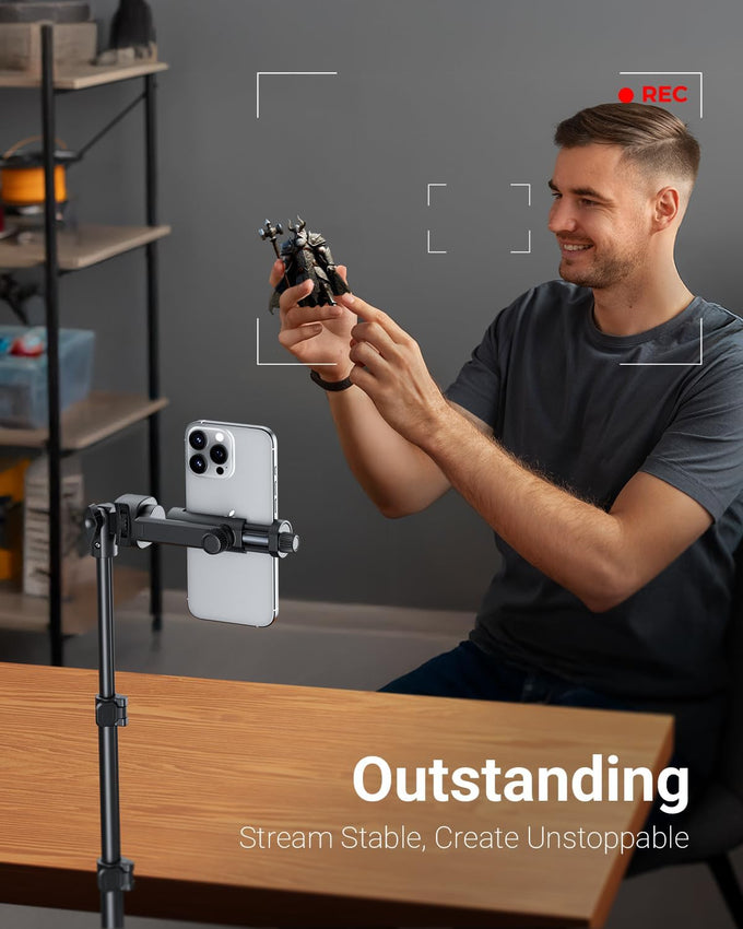66" Phone Tripod, Tripod for iPhone with Remote & Ultimate Phone Mount, Extendable Selfie Stick Cell Phone Tripod Stand for Video Recording, Compatible for iPhone/Android/Camera, Light Stand