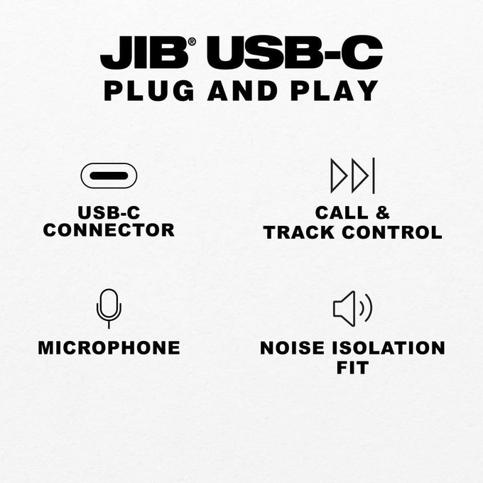 Skullcandy Jib USB-C Wired Earbuds with Noise Isolation, Inline Microphone Call and Track Control for iPhone Android, Ear Gel Sizes Included for Custom Fit - True Black