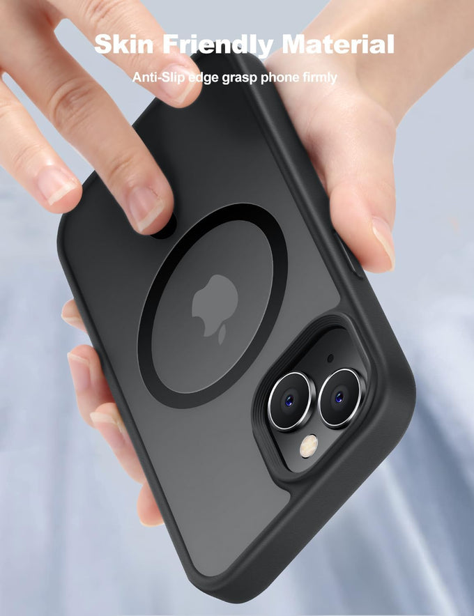 Tigowos Magnetic for iPhone 15 Case Drop Resistant Matte Skin Feeling Back Cover Shockproof Slim Fit for iPhone 15 Phone Case，Matte Black