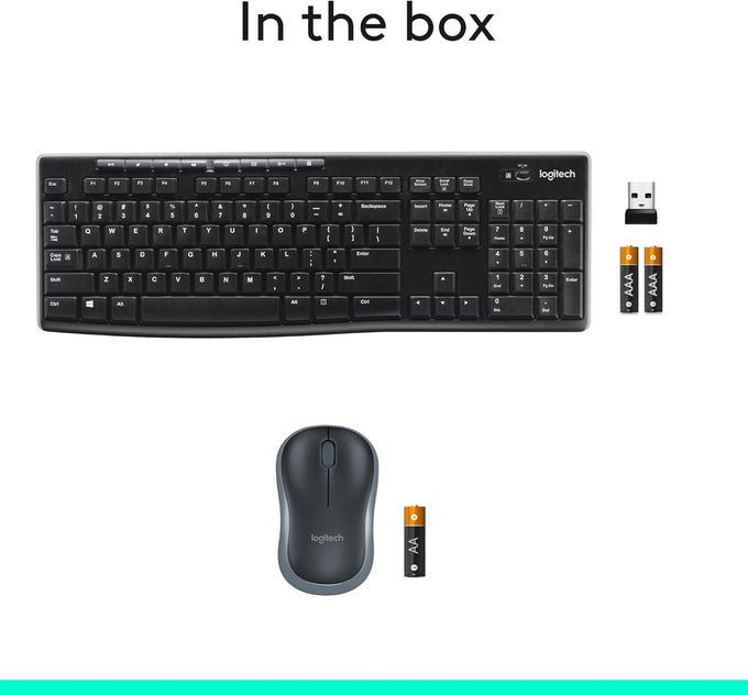 Logitech MK270 Wireless Keyboard and Mouse Combo for Windows, 2.4 GHz, 8 Multimedia Keys, PC, Laptop, Wireless Keyboard Compact Mouse Combo - Black Visit the Logitech Store