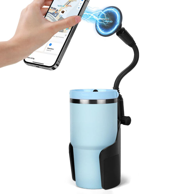 Magnetic Cup Holder Phone Holder for Magsafe, 360° Adjustable Long Gooseneck & Powerful N54 Magnet Cell Phone Mount for Car Compatible with iPhone & Samsung & All Smartphones