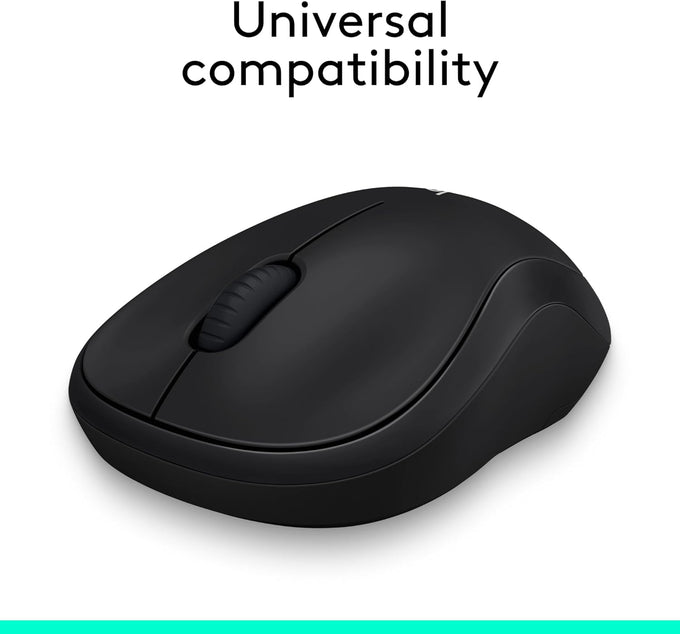 Logitech M185 Wireless Mouse, 2.4GHz with USB Mini Receiver, 12-Month Battery Life, 1000 DPI Optical Tracking, Ambidextrous, Compatible with PC, Mac, Laptop - Black