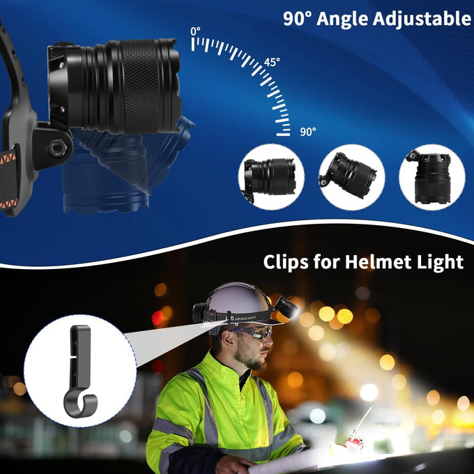 Super Bright Aluminum Headlamp, Rechargeable Headlamp High Lumen, 90° Adjustable Focus Head Lights for Forehead, Head Lamps LED Rechargeable, Waterproof Headlamps for Adults Camping Hard Hat