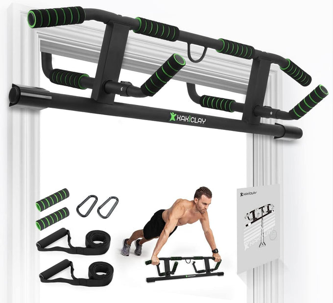 KAKICLAY Upgrade Multi-Grip Pull Up Bar with Smart Hooks - USA Patent, Warranty